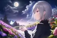 銀髪の少女　庭園にて