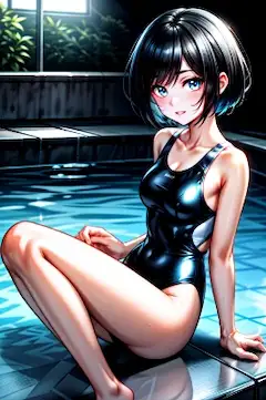 おみ足競泳水着黒髪ショートさん(pppAnimix)