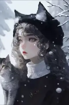 黒猫、冬に耽る