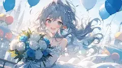 青い花嫁の風船舞う夢婚礼