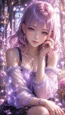 水晶聖堂に祈る紫髪の聖女