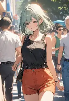 賑わう街で輝く銀髪少女の笑顔