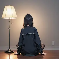 ランプの灯りに寄り添う孤独な夜