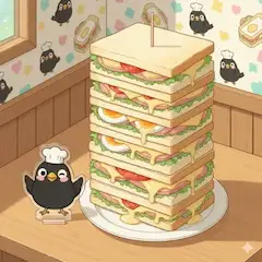 サンドイッチタワーと黒雀ちゃんのアクリルスタンドだわん！