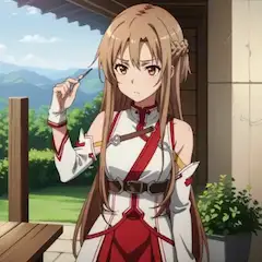 ウエイトレスで働くアスナ