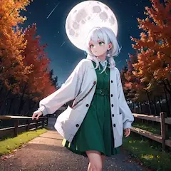 秋の月と私