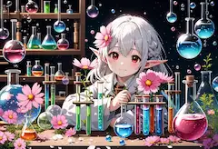 花と魔法の銀髪エルフ