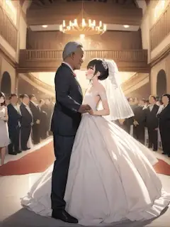 おじさんと女の子　結婚式