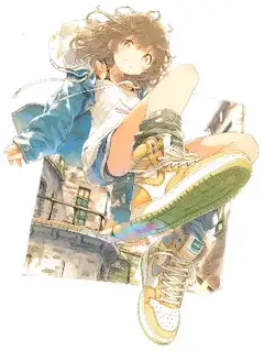 街の屋根を駆け抜ける少女の跳躍。