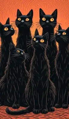 黒猫(スクラッチボード風)