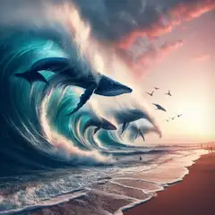クジラの波乗り
