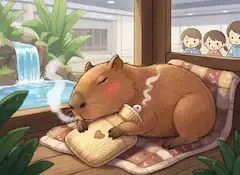 カピバラの湯たんぽリラックスタイム