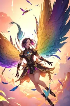 colorful wings floating colorful feathers