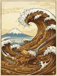 神奈川沖咖哩裏(富嶽三十六景パロディ)