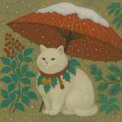 雪降る夜の白猫の贈り物