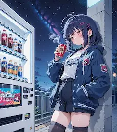 星空の下の自販機少女