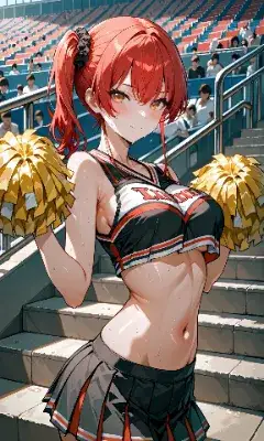 赤髪サイドテール　チアガール