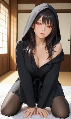 黒いローブの神秘的な美女