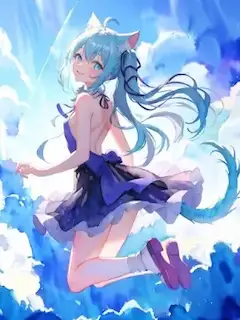 jumping nekomimi girl