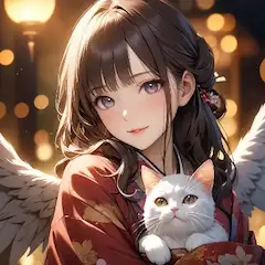 翼の少女と白猫