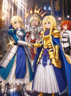 異なる作品の2人の騎士が握手！