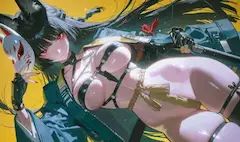 狐耳の少女と白いお面