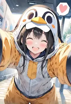 ペンギン少女の陽気なセルフィー冒険