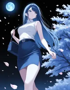 月夜の青い桜に誘われて