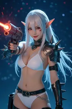 銀髪エルフの星夜の銃撃戦