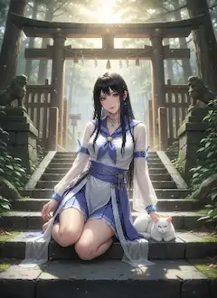 白い猫を従えた制服姿の香さん（番外編）