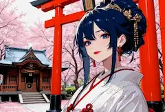 桜華の社、朱鳥居に映える蒼き誓い