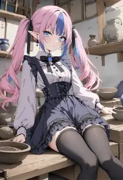 陶器工房のエルフさん