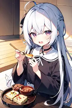 食事をする少女