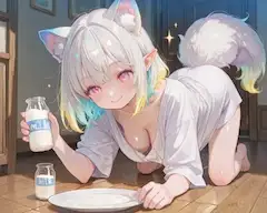 4枚）猫に飲ませるミルクの準備