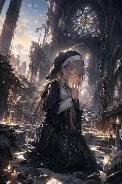 廃墟の聖堂に響く祈りの声。