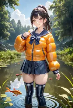 沼地で遊ぶJK