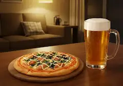 AI叙情「ピザとビールと宅飲みと」