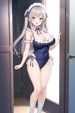 水着メイドの女の子