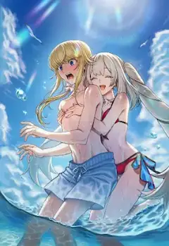 背後からマリーに抱きつかれるデオン(FGO)