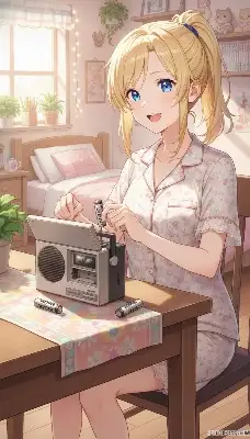 古いラジオに電池を入れて