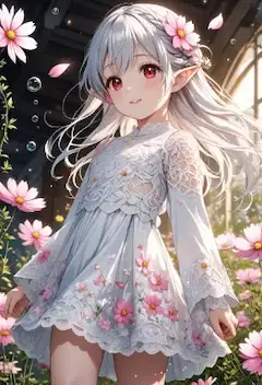 花畑の銀髪妖精