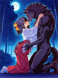 月明かりの森で狼に抱かれる巫女