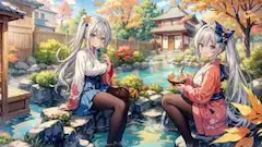 秋の庭園で交わす姉妹の約束