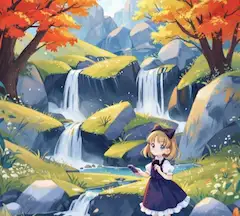 紅葉と滝