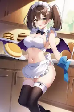 裸エプロンのメイドちゃんです。