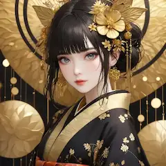 黄金の花が彩る黒髪の美姫