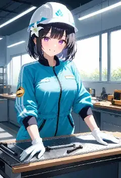 工場で作業中のひまり
