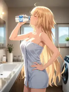 風呂上がりで牛乳を飲んでいるジャンヌ🥛