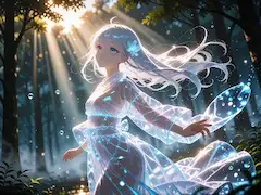 森に舞う光の水精霊