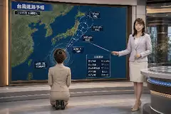 台風役のお姉さん
